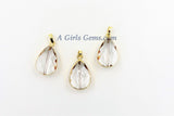 Soldered French Crystal Pendant, Gold Oval Crystal Pendants, Chandelier Teardrop with Bail