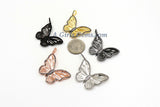 CZ Micro Pave Butterfly Pendant, 30 x 41 mm, Large Butterflies Enamel