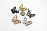 CZ Micro Pave Butterfly Pendant, 30 x 41 mm, Large Butterflies Enamel