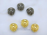 Tiger Charm Beads, 2 Pcs Gold or Black Leopard Cat Focal Bead #91, Gold Tiger Animal