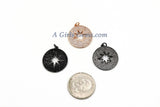 Star Charm, CZ Micro Pave Starburst Pendants, 24 x 26 mm 18 K Rose