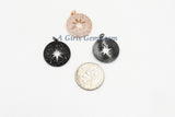 Star Charm, CZ Micro Pave Starburst Pendants, 24 x 26 mm 18 K Rose