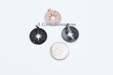 Star Charm, CZ Micro Pave Starburst Pendants, 24 x 26 mm 18 K Rose