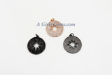 Cubic Zirconia Star Charms, Starburst Pendant, #273 CZ Hollow Stars