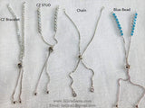 Half Finished Adjustable Bracelets Silver Plated Adjustable Unfinished Chain Bracelets CZ Turquoise Blue Bracelets Slide Stopper Bead