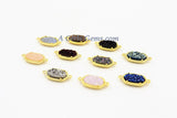 CZ Micro Pave Druzy Bar Bracelet Connector, #166,Round Druzy Charms, Druzy Disc Connector Gold Plated