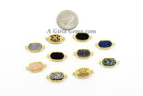 CZ Micro Pave Druzy Bar Bracelet Connector, #166,Round Druzy Charms, Druzy Disc Connector Gold Plated