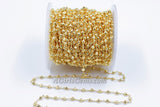 Gold Pyrite Rosary Chain, Religious Chain for Fashion Jewelry CH #505, 4 mm Faceted Natural Pyrite Rosary Beads Gold Rosary Chain