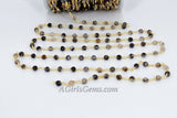 Gold Faceted Natural White Agate Rosary Chain, Black and White Rosary CH #367, Chain 4 mm Beaded Chains for Boho Style DIY Necklace Bracelet