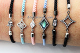 Milian Silk Cord Half Finished Bracelet, Silver Adjustable Half Bracelets, Sliding Bracelet with Slide Bead Color