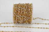 Gold AB Chain Clear Crystal, Silver Beads and Gold Mystic Yellow CH #327, Multi Color Rosary Chain 4 mm Rondelle