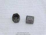 Cz Micro Pave Hexagon Tube Beads, 9 X 9 Mm Cz Micro Pave 18 K Rose Gold # 251, Gold And Black Pave CZ