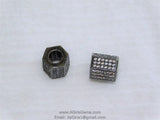 Cz Micro Pave Hexagon Tube Beads, 9 X 9 Mm Cz Micro Pave 18 K Rose Gold/Gold And Black Pave Cz, Large Hole Beads