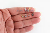 Tiny Cross Charm, 3 Pcs CZ Micro Paved Cross Charms #276, 5 x 7 mm Mini Crosses for Dainty Chain Dangles