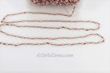 Pink Rosary Crystal Black Chain, 4 mm Rondelle Wire Wrapped CH #332, Religious Jewelry Chains