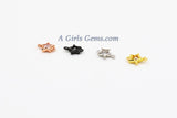 Gold Star Connectors, AG 287, 4 pcs CZ Tiny Silver Starburst Bezel Charm