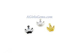 Crown Charm - 2 Pcs CZ Charms 11 x 13 mm, Princess Tiara Mini Charm, Rose