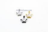 Crown Charm - 2 Pcs CZ Charms 11 x 13 mm, Princess Tiara Mini Charm, Rose