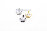 Crown Charm - 2 Pcs CZ Charms 11 x 13 mm, Princess Tiara Mini Charm, Rose