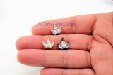 Crown Charm - 2 Pcs CZ Charms 11 x 13 mm, Princess Tiara Mini Charm, Rose