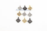 CZ Micro Pave Diamond Charm, #286, Diagonal Tiny Charms in 8 mm x 10 mm