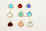 December Birthstone Pendants, CZ Micro Pave Blue Topaz Birthday Triangle/Teardrop Blue Charms, Cubic Zirconia Jewelry Making - A Girls Gems