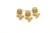 Puppy Charm Pendant Bead, CZ Micro Pave Gold Poodle Charms, Pet Lover Necklace pendant Beads