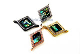 Diamond Shape Charm Connectors, CZ Micro Pave, *ALL CoLoRs* Rose, Gold, Silver, Black- 12 x 20 mm  Abalone Shell Connectors/Bracelet Charms