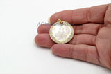 CZ Jesus Charms, Gold White Shell Mary Round Pendant #6, Silver Heart Mother of Pearl Shell Rosary Necklace Charm