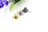 CZ Micro Pave Evil Eye Charm, Blue Evil Eye Abalone Pendants #302, Bracelets or Necklace in Gold