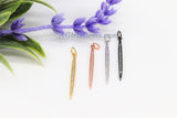 Mini Spike Charms, CZ Micro Pave Mini Needle Pendants, #92