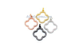 Quatrefoil Charms-CZ Micro Pave Clover Charm Pendants 18x20 mm, #167, #1 Earring Parts