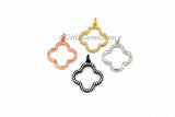 Quatrefoil Charms-CZ Micro Pave Clover Charm Pendants 18x20 mm, #167, #1 Earring Parts