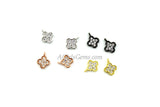 CZ Micro Pave Quatrefoil Charms, 7 x 9 mm Tiny Small Clover Charms #458, Rose Gold