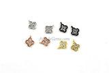 CZ Micro Pave Quatrefoil Charms, 7 x 9 mm Tiny Small Clover Charms # 458, Rose Gold