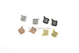 CZ Micro Pave Quatrefoil Charms, 7 x 9 mm Tiny Small Clover Charms #458, Rose Gold