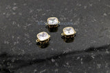 CZ Micro Pave Square Connectors or Charms #320, Cubic Zirconia Tiny Gold Filigree Bezel, 8 x 12 mm 2 Loops Earrings