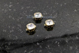 CZ Micro Pave Square Connectors or Charms #320, Cubic Zirconia Tiny Gold Filigree Bezel, 8 x 12 mm 2 Loops Earrings