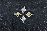 Diamond Charm, CZ Pave Rose Gold Diamond Shape Charms in 12 x 16 mm, Plated CZ Quatrefoil Diamond Connectors