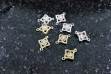 Diamond Charm, CZ Pave Rose Gold Diamond Shape Charms in 12 x 16 mm, Plated CZ Quatrefoil Diamond Connectors