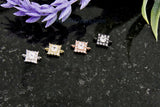 CZ Micro Pave Rectangle Connector Charms, 2 PCS/7 x 10 mm Tiny Mini CZ Drop Parts, Bezel Connectors