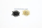 CZ Micro Pave Star Connector, Starburst Black Pave CZ Gold Black Pave Sun