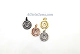 Round Disc Pendant, CZ Pave Small Coin Charms, Baguette Circle