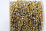 Pink Opal Chain, 4 mm Multi Color Rosary Chains CH #327, Clear Crystal