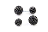 Gunmetal Black CZ Beads, Round Black CZ Micro Pave Beads, Ball Black Cubic Zirconia Plated Beads