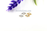 Cubic Zirconia Solitaire Gold Connectors, 3 Pcs 4 mm CZ Jewelry Links #297, 4 x 7 mm Tiny Charms for Earrings