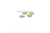 Cubic Zirconia Solitaire Gold Connectors, 3 Pcs 4 mm CZ Jewelry Links #297, 4 x 7 mm Tiny Charms for Earrings