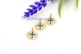 CZ Micro Pave Cross Charm, Sapphire Blue Gold Plated Oval Football #61, Bracelets