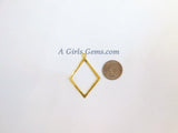 Diamond Shape Charms, Large Brushed Gold Diamond Pendants #668, Necklace and Earrings Charm 38 x 56 mm