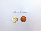 Brushed Gold Charm, Brass Cross Charm, 20 mm Brushed Gold Cross Charm with Petal Leaf